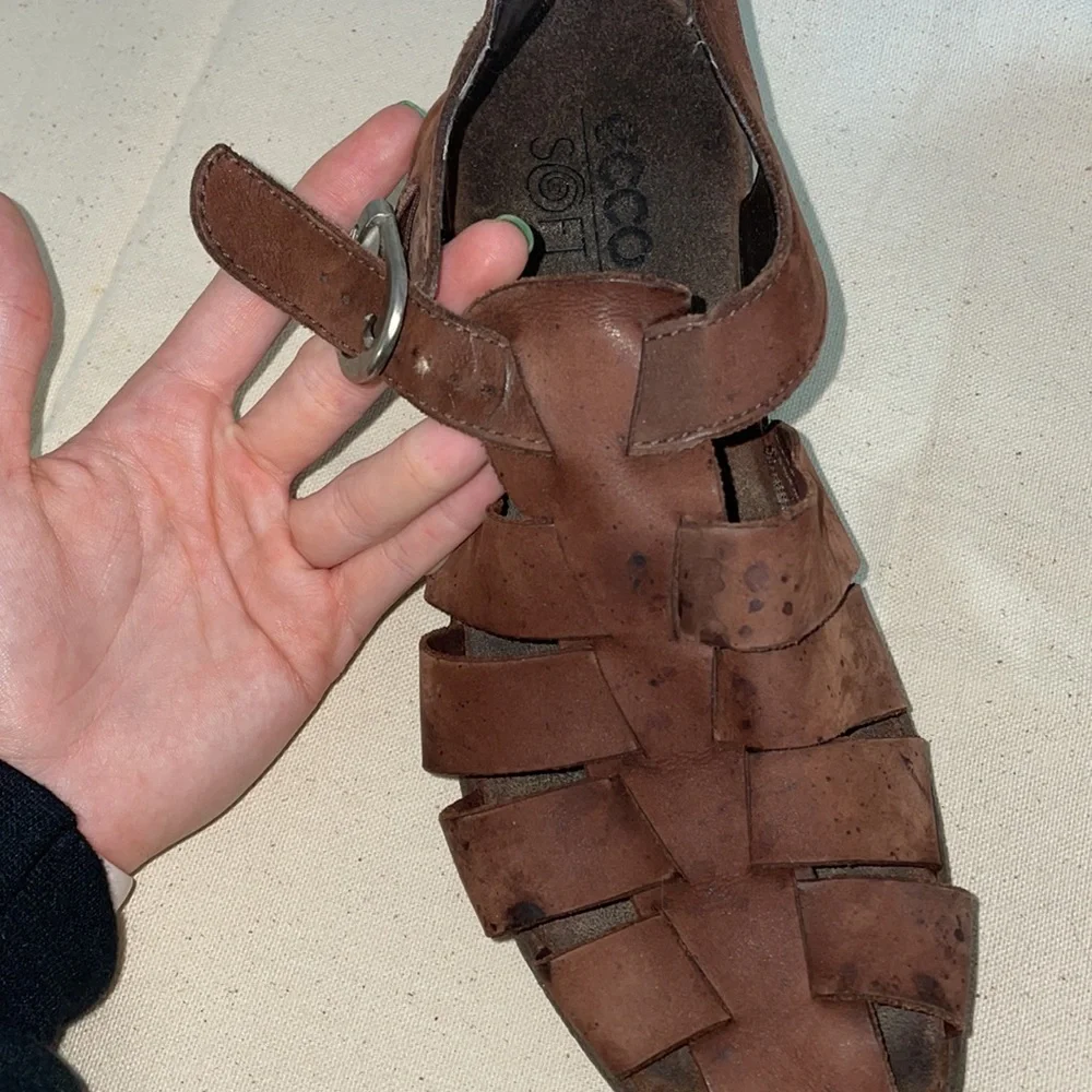 Ecco Soft Brown Closed Toe Leather Sandals - Picture 5 of 10